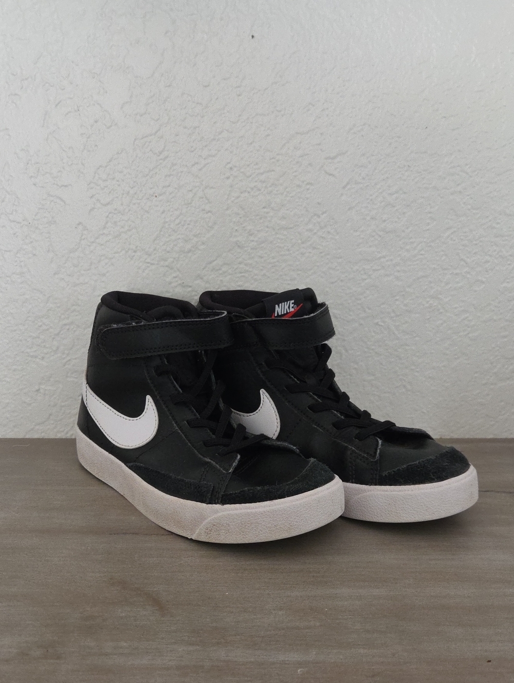 Nike Blazers Kids Black and White High-Top Sneakers with Velcro Strap
